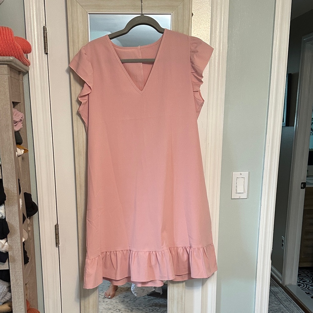 Pink Ruffle Sleeve Dress